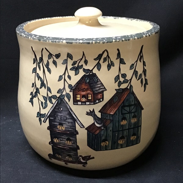 Vintage USA Ltd Crock Canister. Bird Houses Design. Home and Garden. 2002