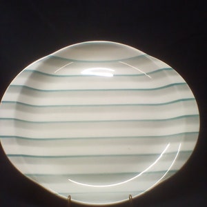 Vintage W S George serving platter, Turquoise and Dave Gray strips