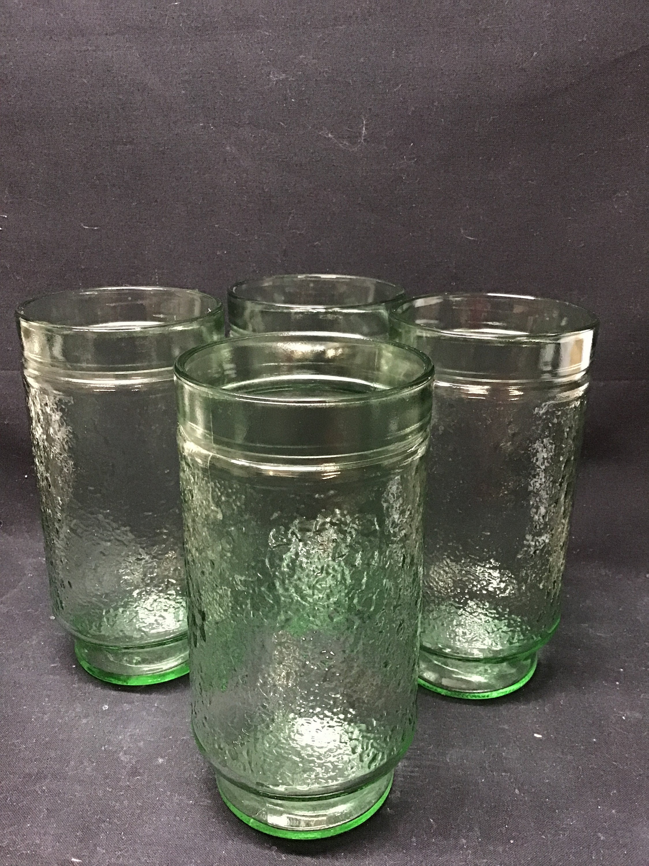 Set of 4 Green Vintage Drinking Glassware- 12Oz Green Butterfly& Flower  Glass Drinking Cups, Heavywe…See more Set of 4 Green Vintage Drinking