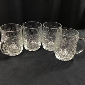 Vintage Princess House glass coffee mugs. Fantasia design. Set of 4. 10 ounce