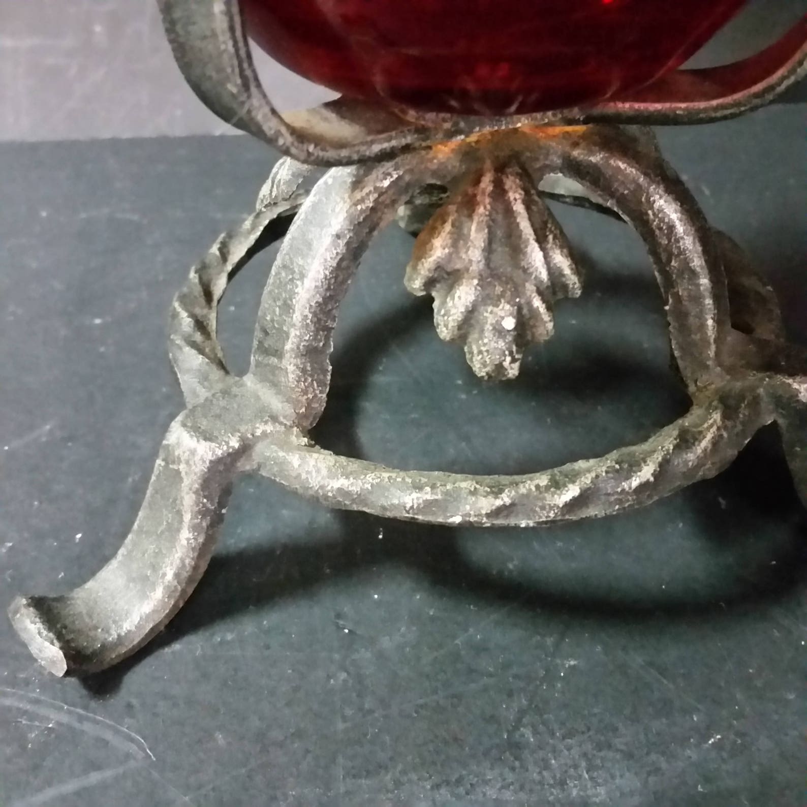 Vintage Ruby Red Hurricane Candle Holder on Decorative Stand Etsy