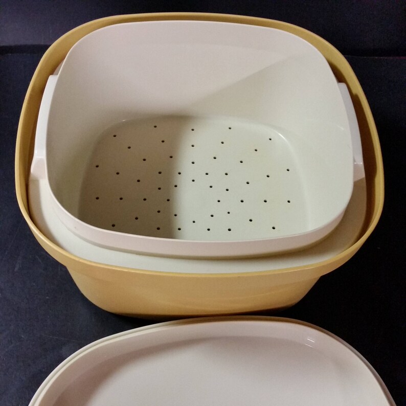 Vintage Tupperware Colander Strainer Bowl With Lid. Harvest Etsy