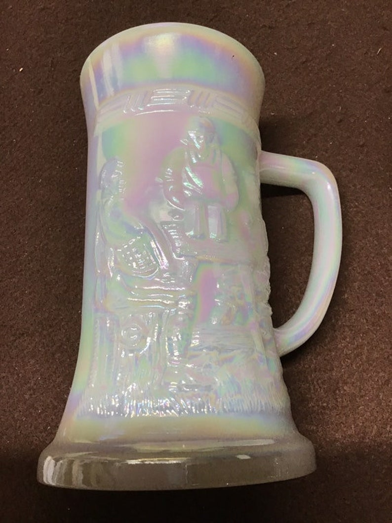 Vintage Iridescent Milk Glass Beer Mugs . Set of 4 . Beer Etsy