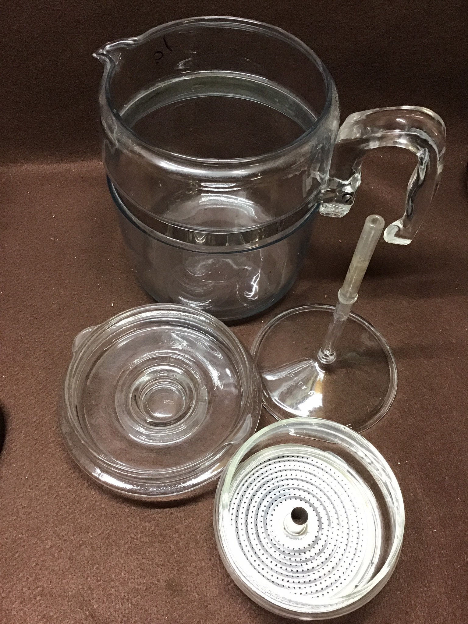 Vintage Clear 9 Cup Pyrex Stovetop Coffee Percolator Pot with Glass Brewing  Insert