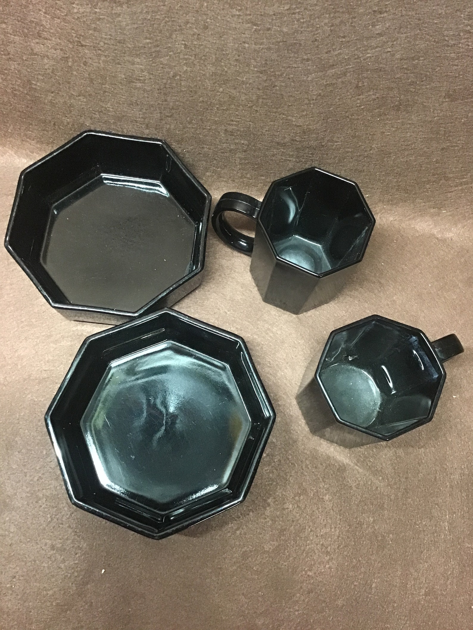 Vintage France Arcoroc Octagon black dinnerware. 3 styles to Etsy