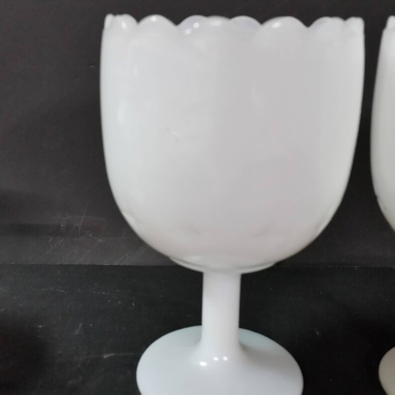 Vintage Milk Glass Goblets | Etsy