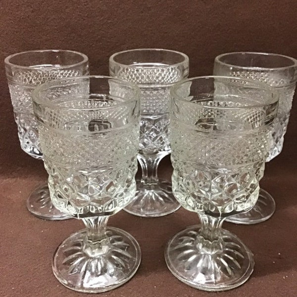 Vintage Anchor Hocking Wexford water, juice, wine goblets/glasses. set of 4