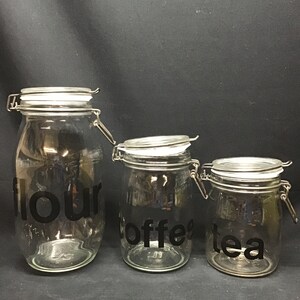 Glass wire closure rubber seal canisters. Set of 3