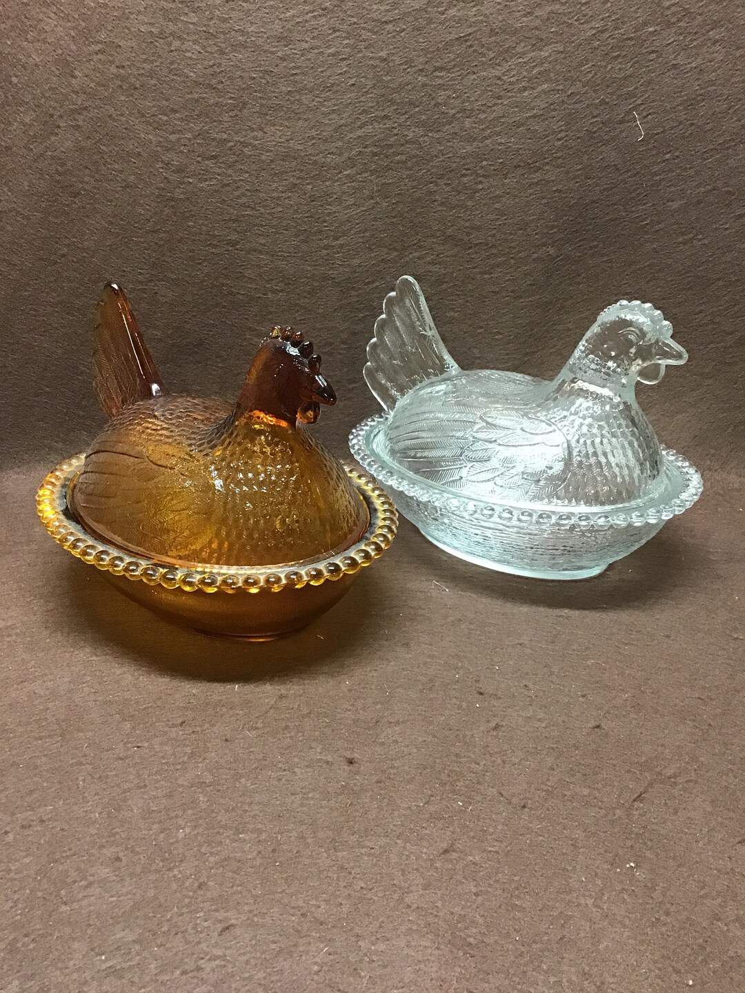 Sitting Hen Candy Dish. Choose Amber or Clear Color . Etsy