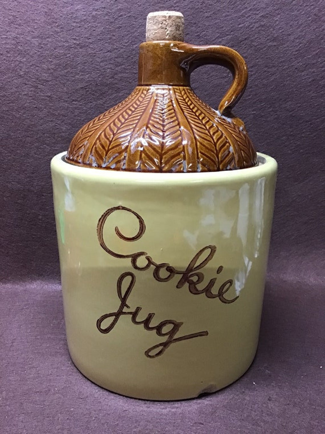 Vintage Monmouth Pottery Brown Jug Cookie Jar. Etsy