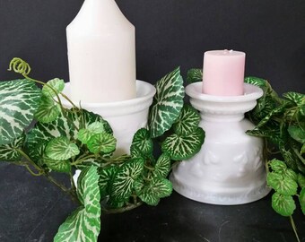 Vintage milk glass candle holders. Set of 2. Holds different types of candles.