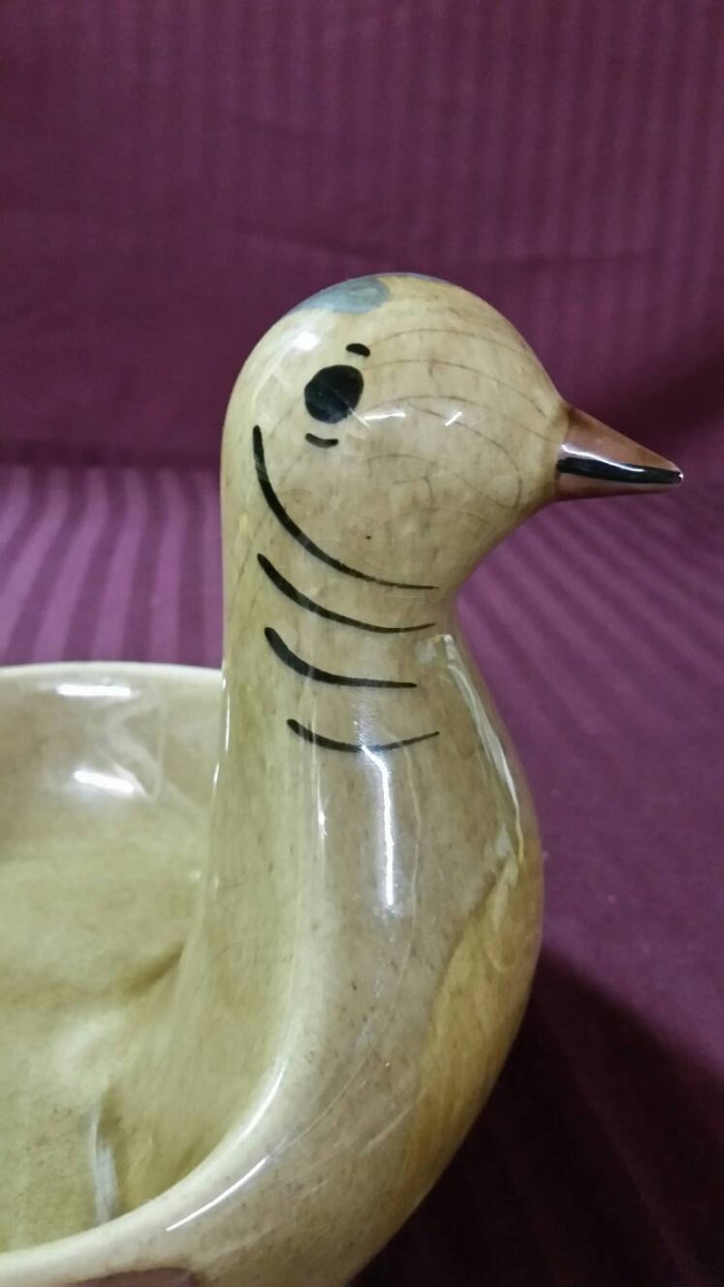 Cleminsons pottery hand painted duck bowl candy dish