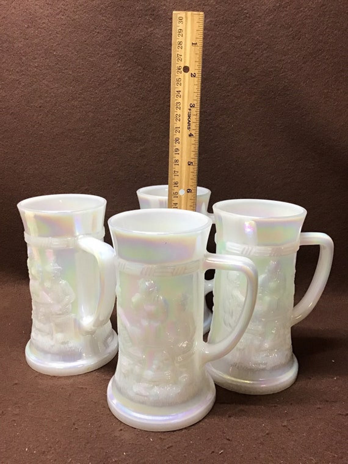 Vintage Iridescent Milk Glass Beer Mugs . Set of 4 . Beer Etsy