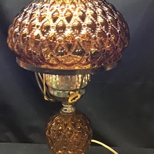 Amber Diamond Quilted Vintage Lamp - Etsy