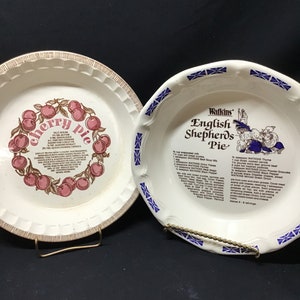 Vintage Pie Pan baking dish with recipe..10 inch, different choices to choose from