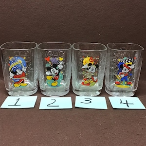 Vintage McDonald advertising glasses. Mickey Mouse.  Walt Disney  2000 collection. 4 to choose from