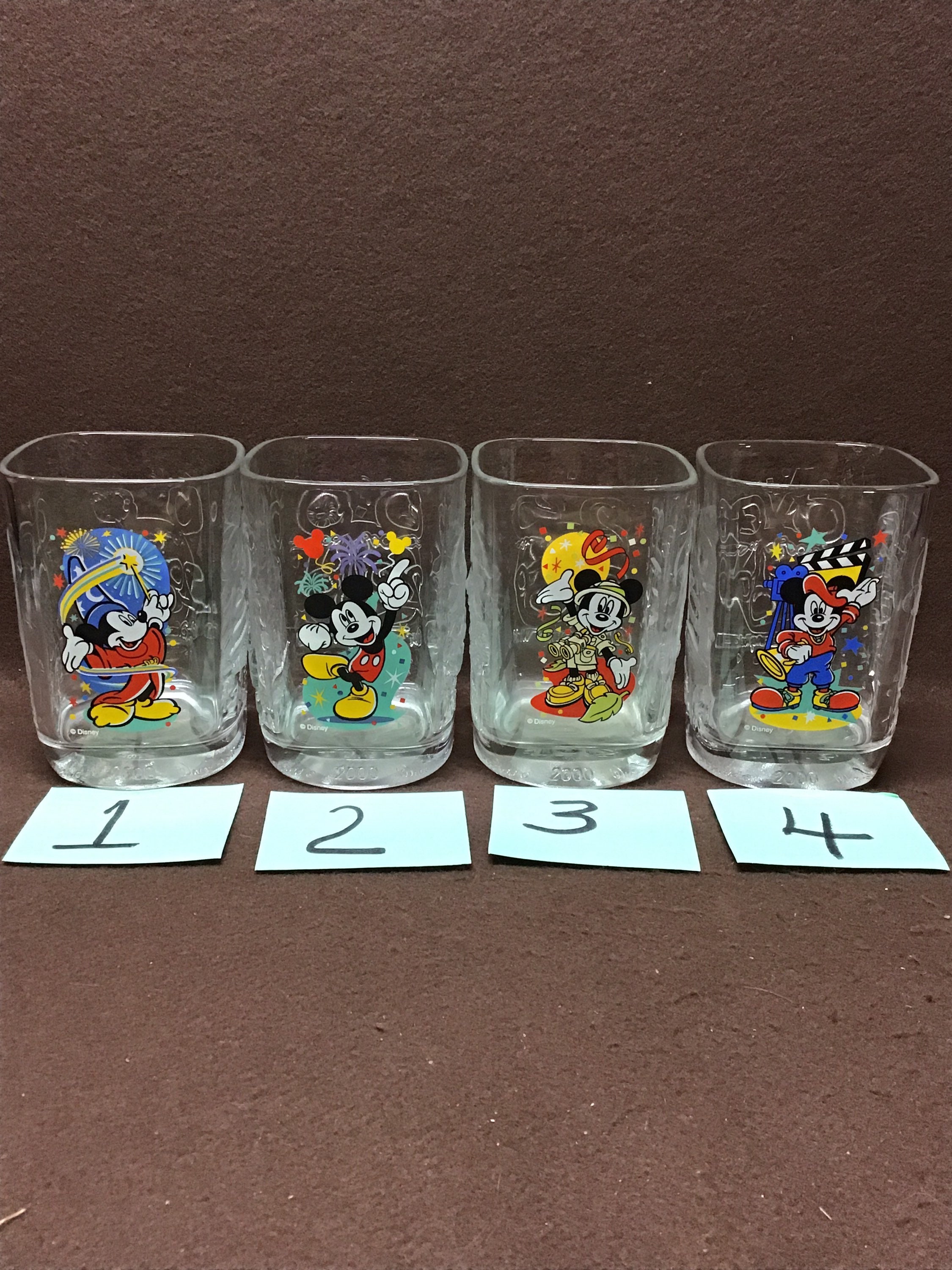 4 Mickey Mouse Mc Donald Glasses, 2000 - Ruby Lane