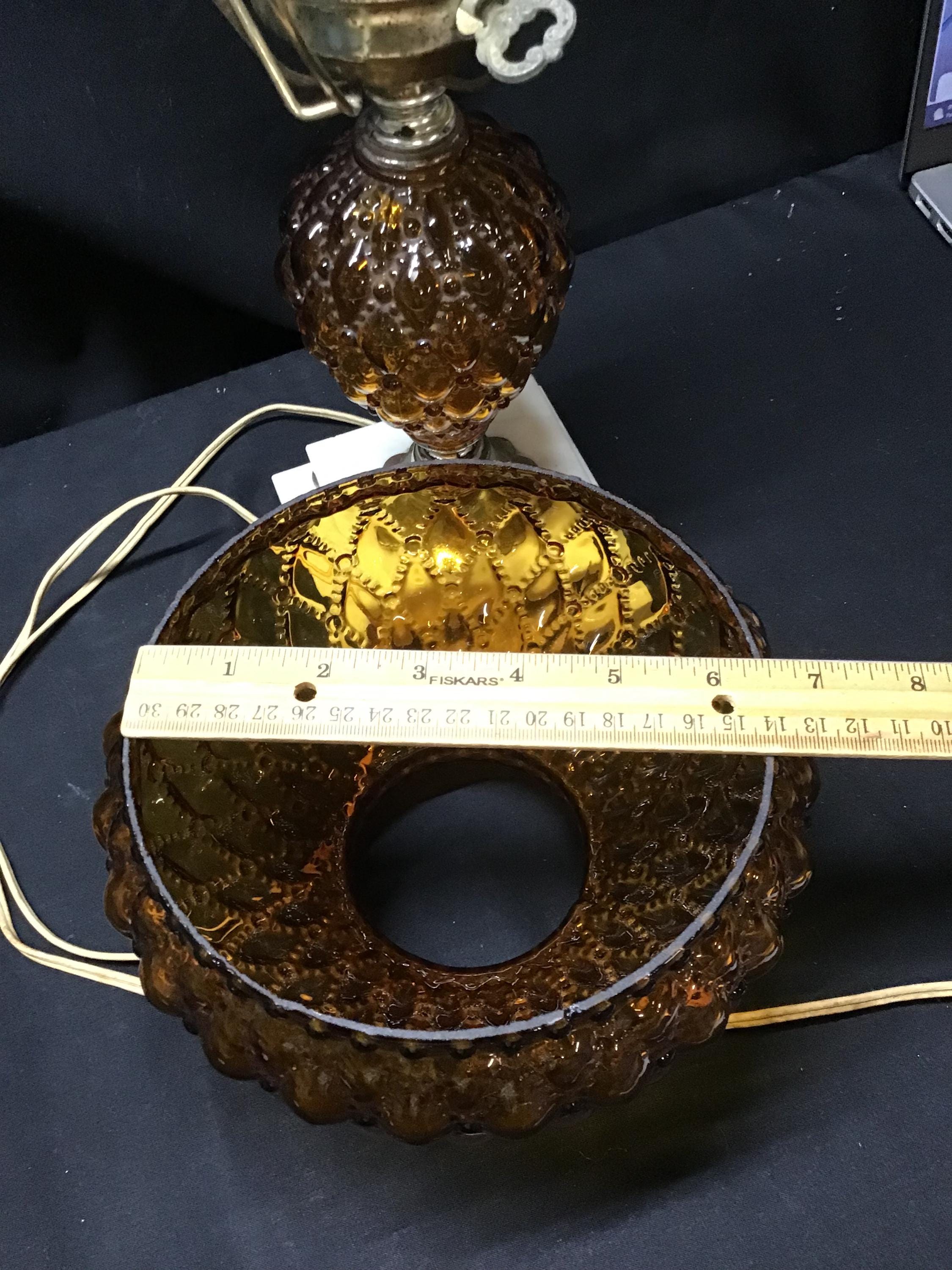 Antique Fenton Amber Diamond Quilted Hobnail Table Lamp W Antique Fenton Amber Diamond Quilted Hobnail Table Lamp W