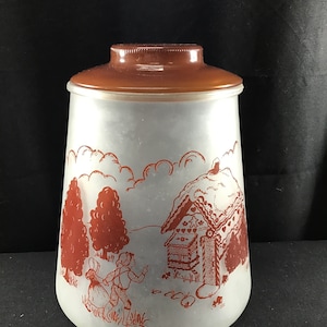 Vintage Hansel and Gretel Glass Canister Jar. Bartlett Collins
