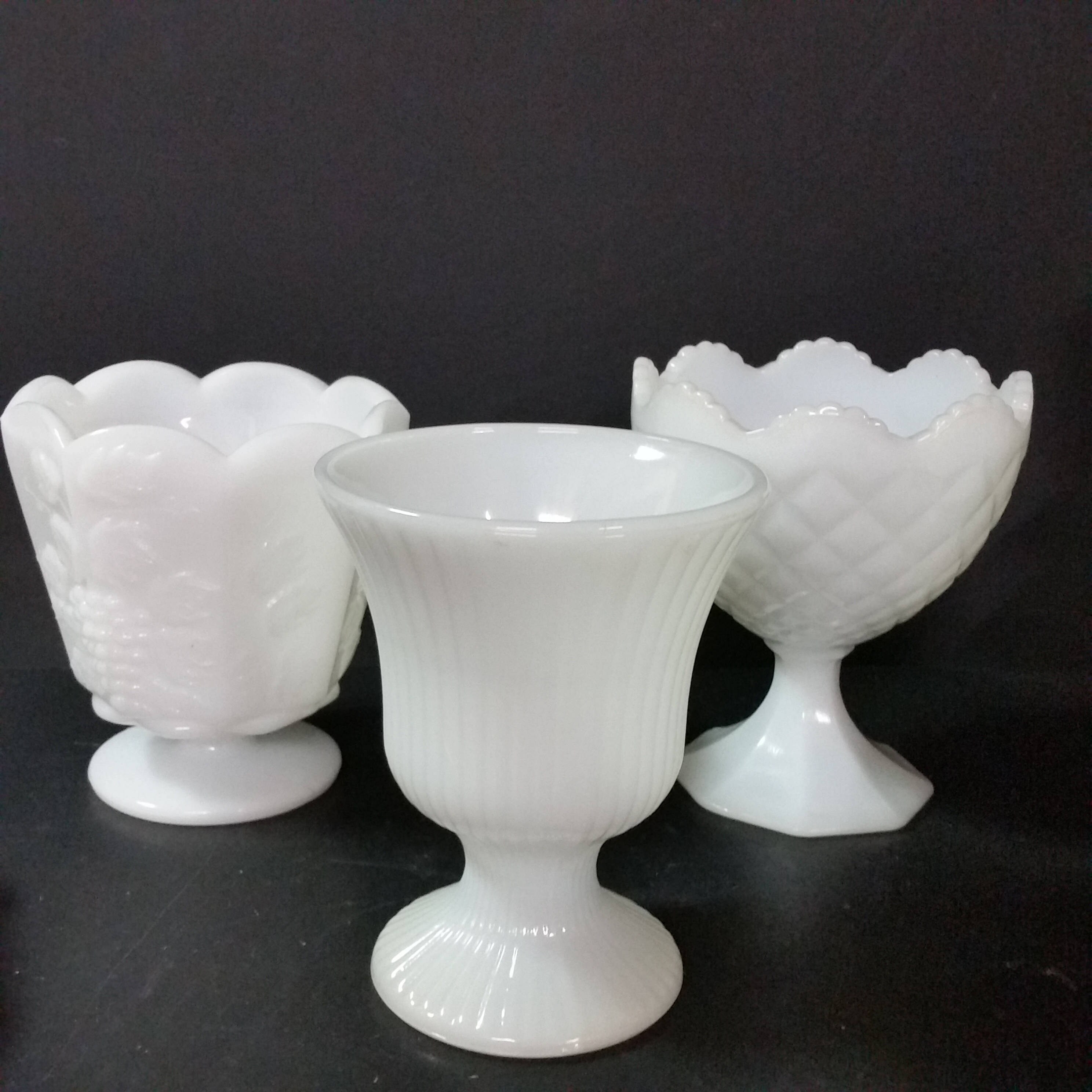 Buyer's choice of milk glass pedestal vases or planters. 3 Etsy