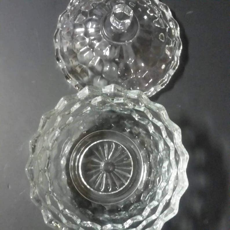 American Fostoria Glass Candy Trinket Nut Dish With Lid. Etsy