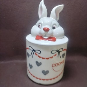Vintage ceramic rabbit cookie jar.