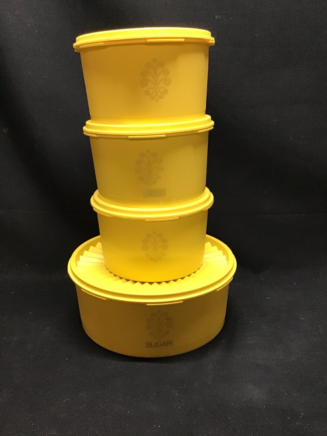 Vintage Yellow Tupperware Canisters, Push Top Seals Seals. Set of 4 Etsy