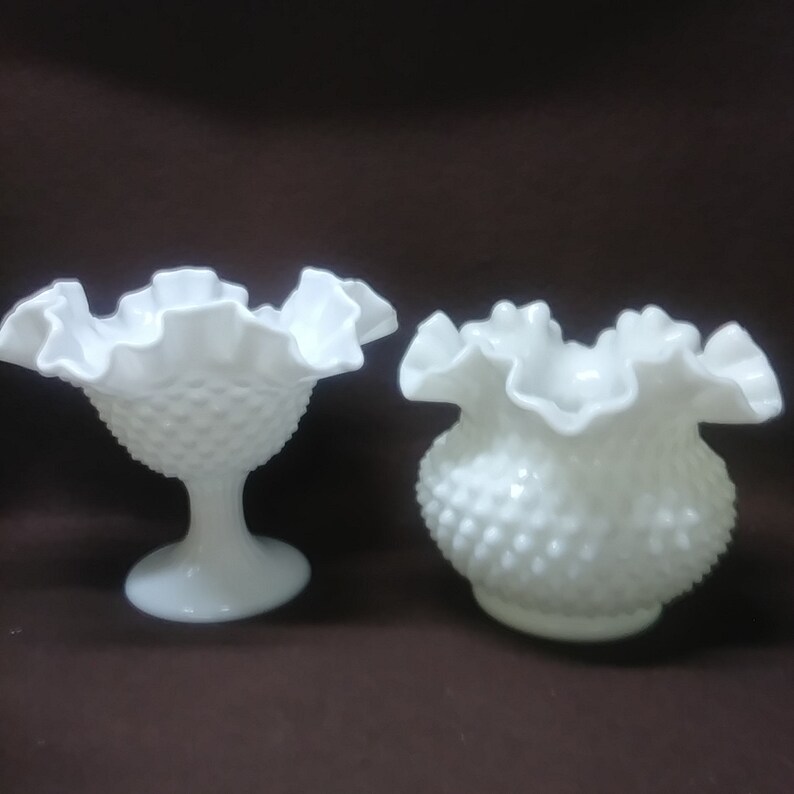 Fenton Milk Glass Depression Glass Pedestal or Round Base Etsy