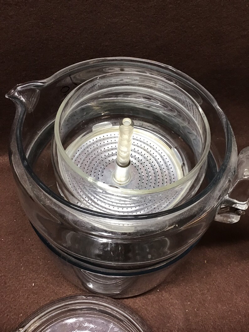 Vintage stove top pyrex percolater coffee maker 9 cup No top strainer