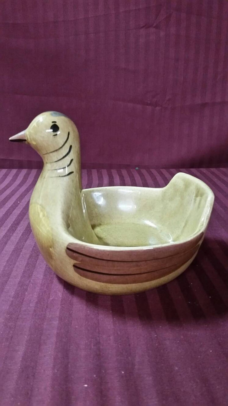 Cleminsons pottery hand painted duck bowl candy dish