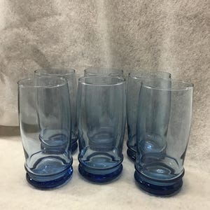 Vintage Anchor Hocking Saturn Light Blue glasses. Set of 6