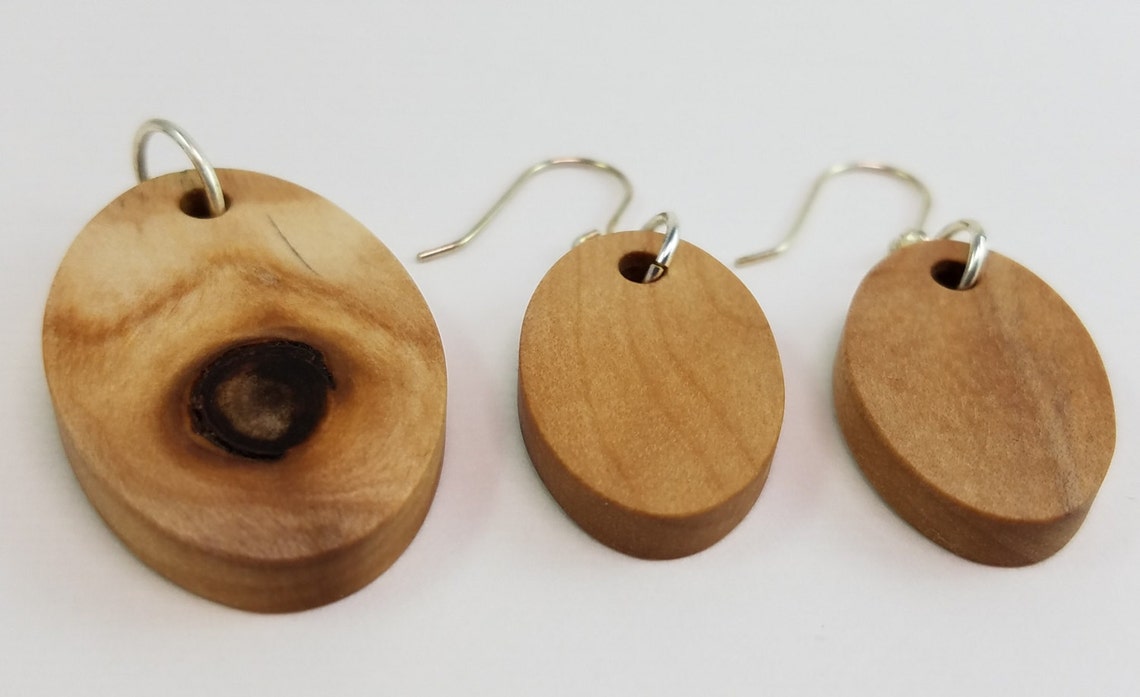Light Wood Jewelry Set Etsy