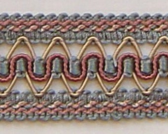 1.5/" Gimp Trim Dark Loden Green Tan or Soft Gold match Cord trim Cranberry Red