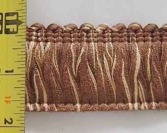 1.75/" Cut Brush Fringe Brown Gold Fuchsia match Bullion Fringe Gimp Beaded