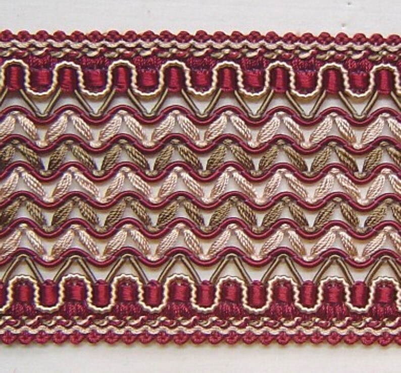 1.5/" Gimp Trim Dark Loden Green Tan or Soft Gold match Cord trim Cranberry Red