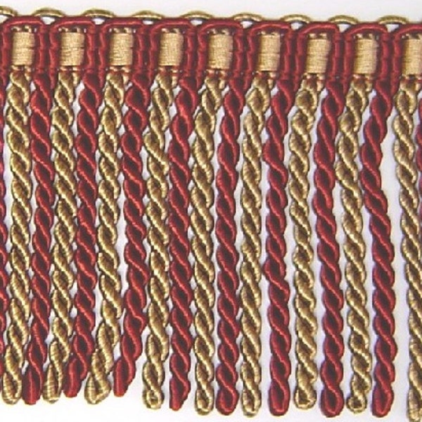 5" Bullion fringe Cranbarry red and Gold match Cord, tassel fringe, bullion Fringe, scoll gimp, single tassel, brush fringe, rosette, braid