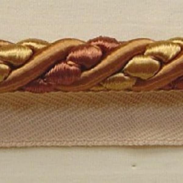 1/2" Cording Trim antique gold rust brown (BUF342-0231) match tassel fringe, scoll gimp, single tassel, brush fringe, bullion fringe, braid
