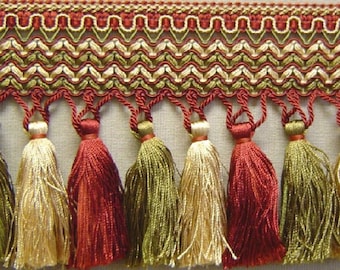 6"Troddelfranse Gelbgold Cranberry-Rot Olivgrün Match Cord, Goldbarrenfranse, Perlkordel, Einzelquaste, Borte, Borte, Borte, Borte 264