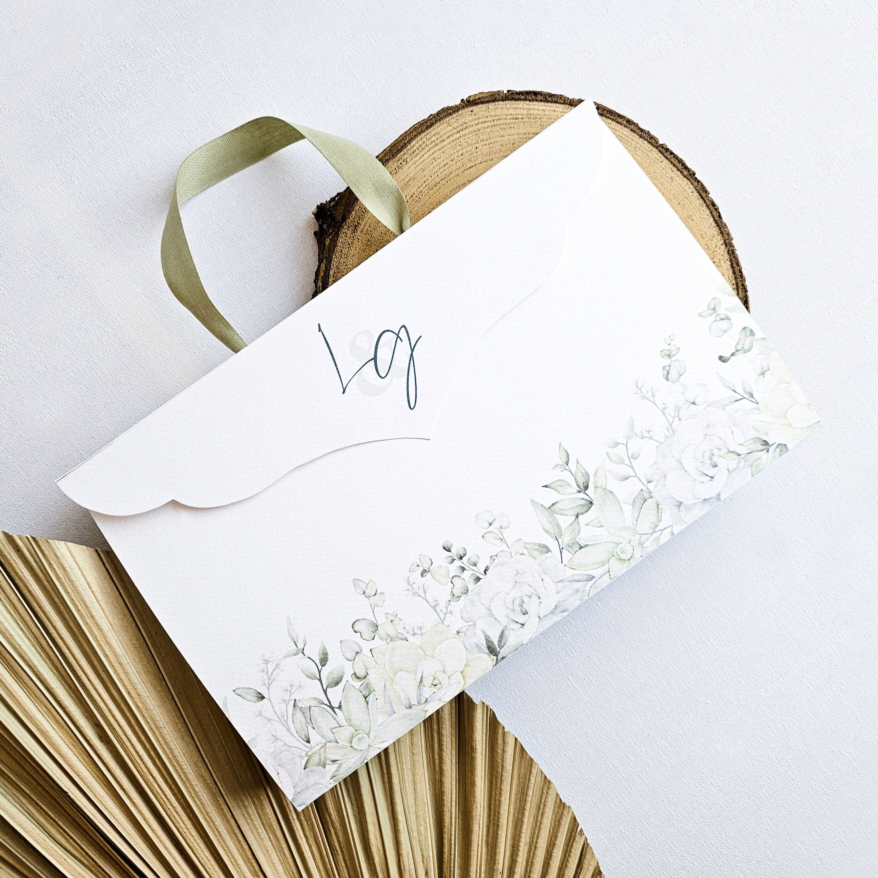 Invito Pocketfold greenery con foglie verdi