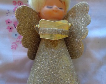 Vintage MidCentry Golden Christmas Blond Girl Angel Tree Topper