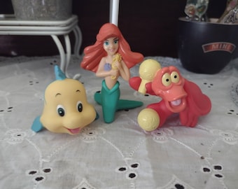 Vintage Disney Ariel Sebastian and Flounder Plastic Figures