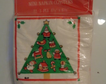 Vintage 1977 American Greetings Christmas Mini Napkin Coasters