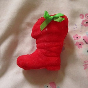 Vintage Christmas Red Plastic and Felt Boot