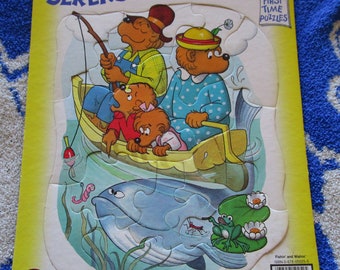Vintage 1988 The Berenstain Bears Fishing and Wishing First Time Giant Board Puzzle