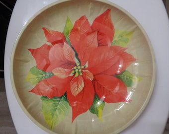Vintage Christmas Holly Metal Bowl