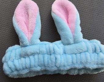 Vintage Light Blue Bunny Headband for Spas