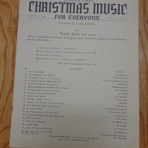 Vintage 1927 Rubank Christmas Music for Everyone Paper Music Sheets