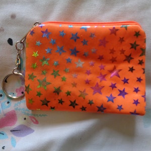 Vintage Orange with Rainbow Stars Coin Purse