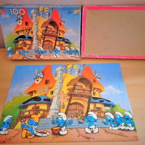 Vintage 1982 Smurfs 100 Piece MB Puzzle