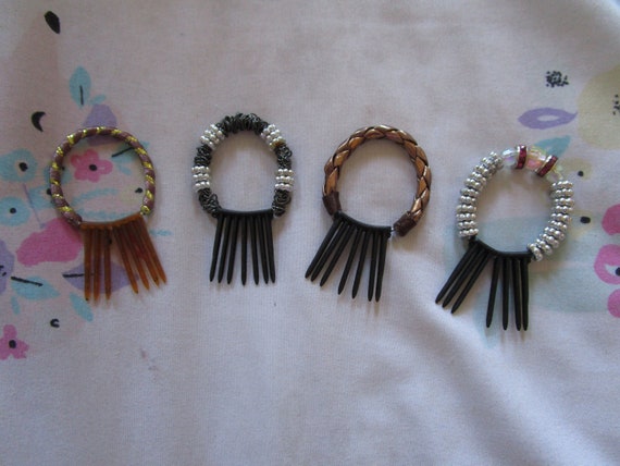 Vintage Set of 6 Hair Circle Comb Clips - image 2